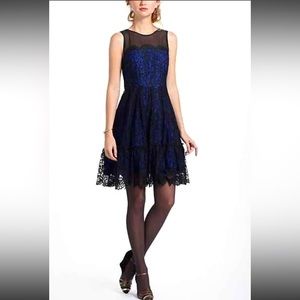 NWT Moulinette Soeurs by Anthropologie Blue & Black Lace Sleeveless Dress